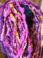 Hand dyed BFL Funky Art Yarn plyed with mill spun yarn.