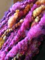 Hand dyed BFL Funky Art Yarn plyed with mill spun yarn. - Image 2