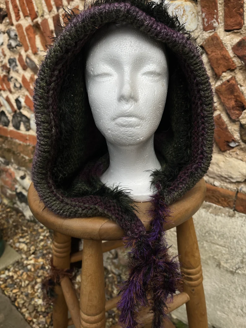 il_794xN.5869502886_kg5y Hand Knitted Large Enchanted Forest Hood - Image 1