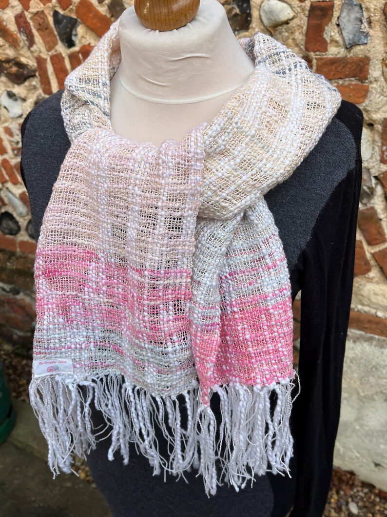 il_794xN.6585513116_g0z9 Hand woven cotton mix scarf - Image 1